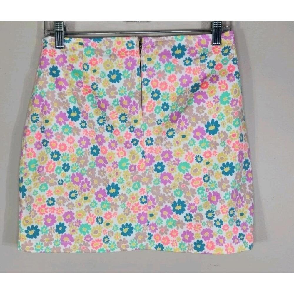 Wild Fable Colorful Floral Spring Easter Mini Skirt Front Slit Size 6 - Picture 4 of 5